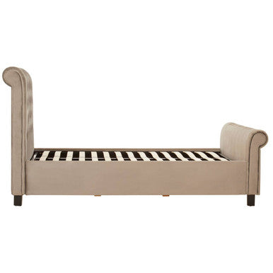 Orlando Sleigh Ottoman Bed in Grey Velvet — Double