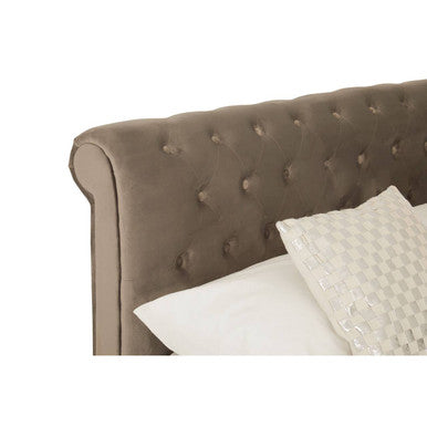 Orlando Sleigh Ottoman Bed in Grey Velvet — Double