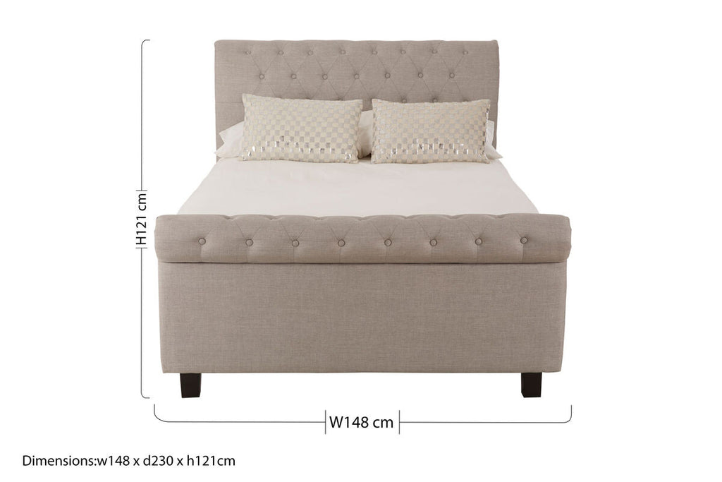 Orlando Sleigh Ottoman Bed in Light Grey — Double