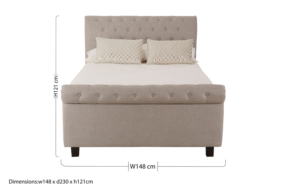 Orlando Sleigh Ottoman Bed in Light Grey — Double