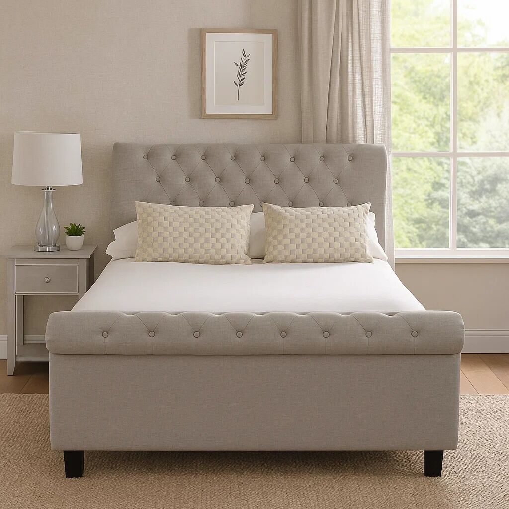 Orlando Sleigh Ottoman Bed in Light Grey — Double