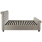 Orlando Sleigh Ottoman Bed in Brushed Grey Velvet — King