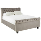 Orlando Sleigh Ottoman Bed in Brushed Grey Velvet — King