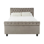Orlando Sleigh Ottoman Bed in Brushed Grey Velvet — King