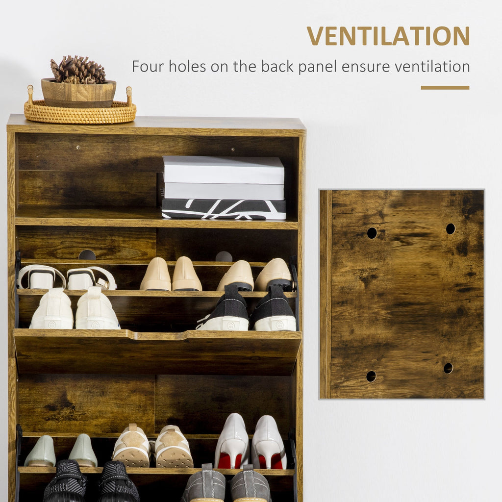 Whitby Slim Shoe Cabinet in Rustic Oak