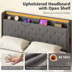 Halston LED Storage Bed Frame in Grey — King