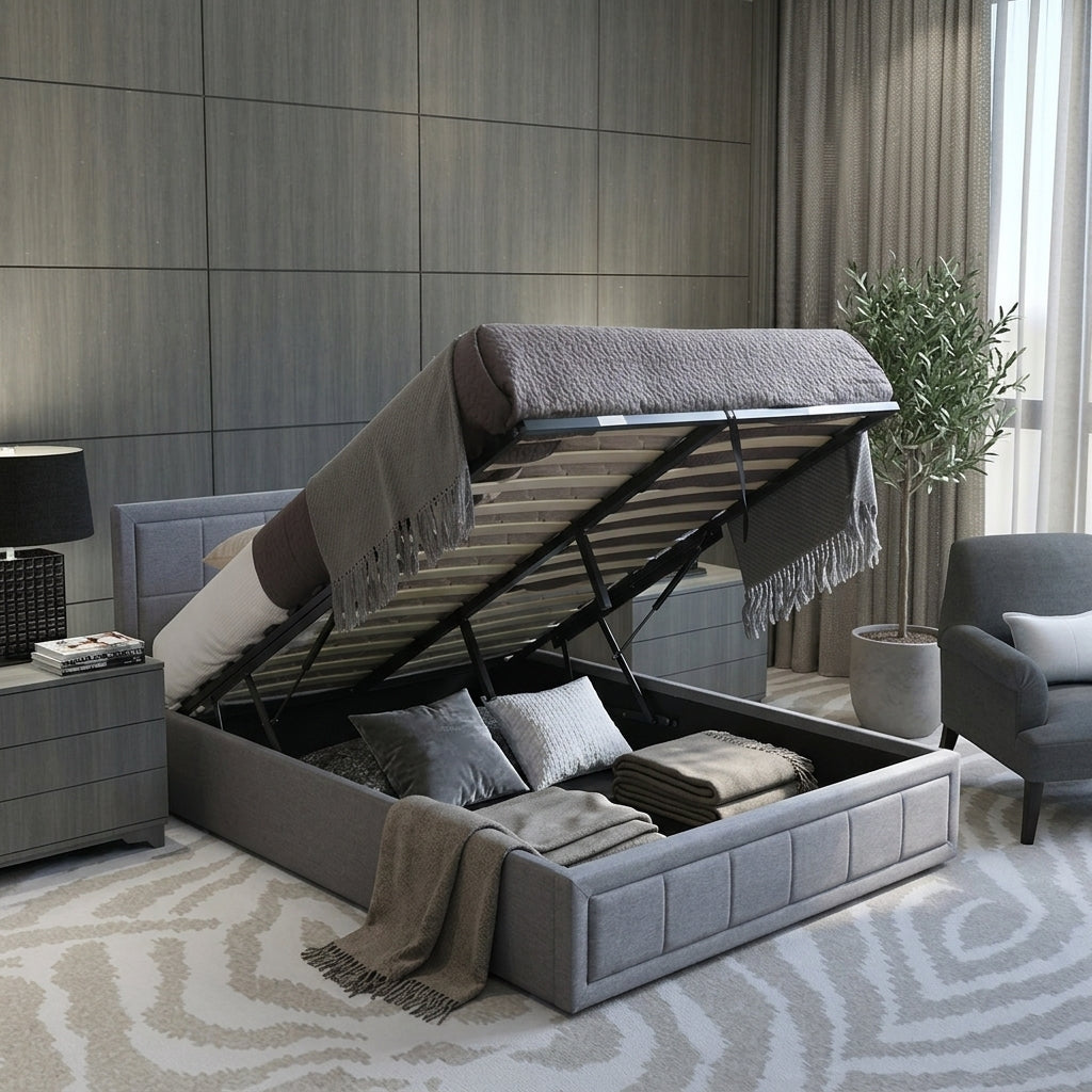 Ottoman Bed Frame King Size Storage Bed With Mattress Pocket Sprung & Memory Foam
