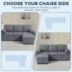 Hensley L-Shaped Corner Sofa Bed in Storm Grey