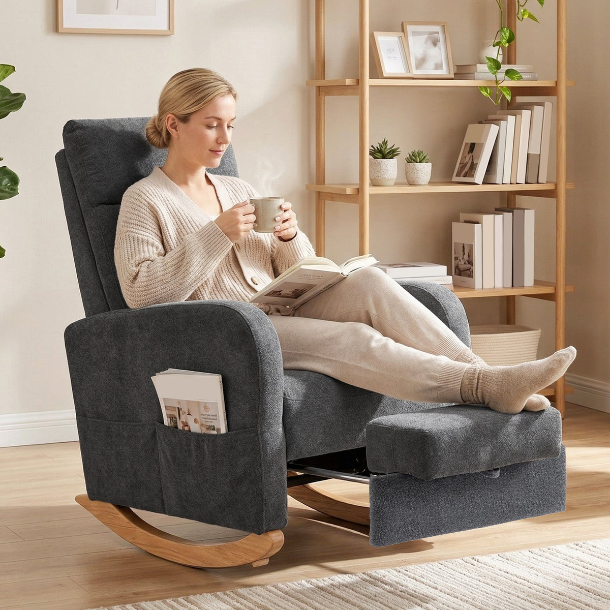 Pembroke High-Back Rocking Chair in Dove Grey