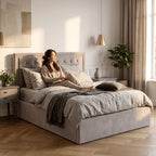 Edison Ottoman Storage Bed in Mink Velvet — Double