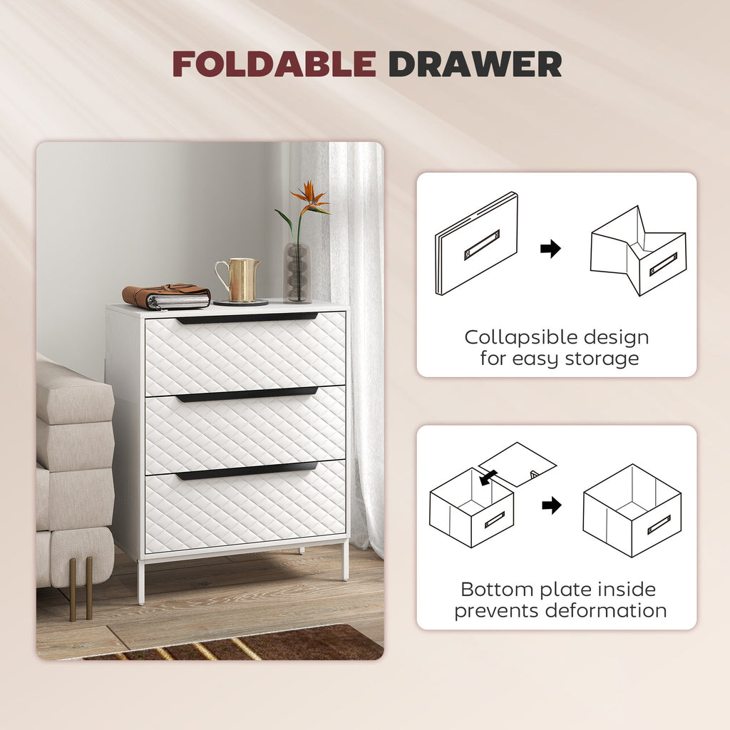 Linden 3-Drawer Fabric Chest in White