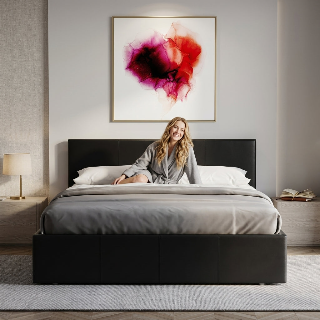 Alnwick small double ottoman storage bed with padded headboard - Comfort Crest