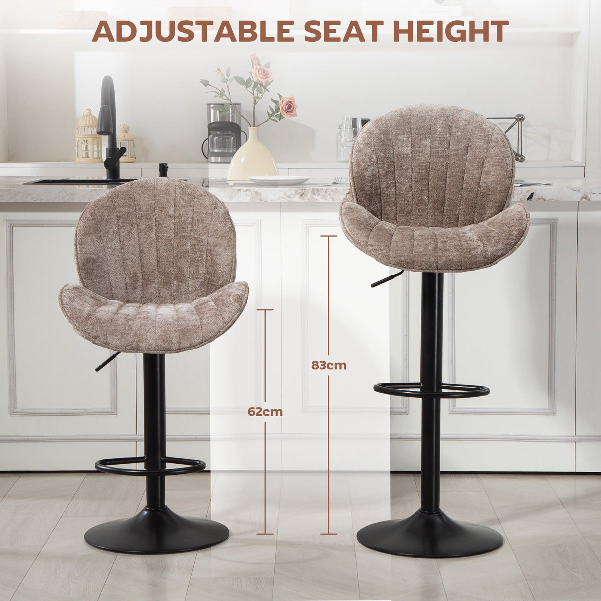 Kendal Swivel Bar Stools in Tan — Set of 2