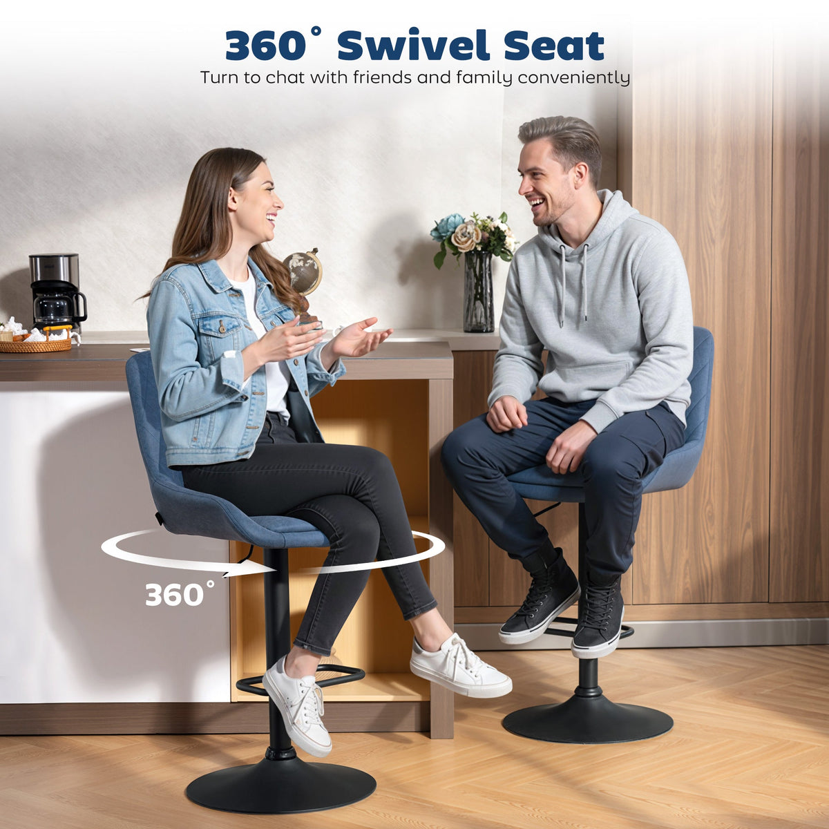 Sinclair Retro Bar Stools in Ink Blue — Set of 2