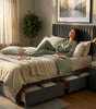 Knight Sleep Emily Charcoal Plush 4FT6 Bed Set With Mattress, 2 Drawers Same Side & 24"Headboard - Double