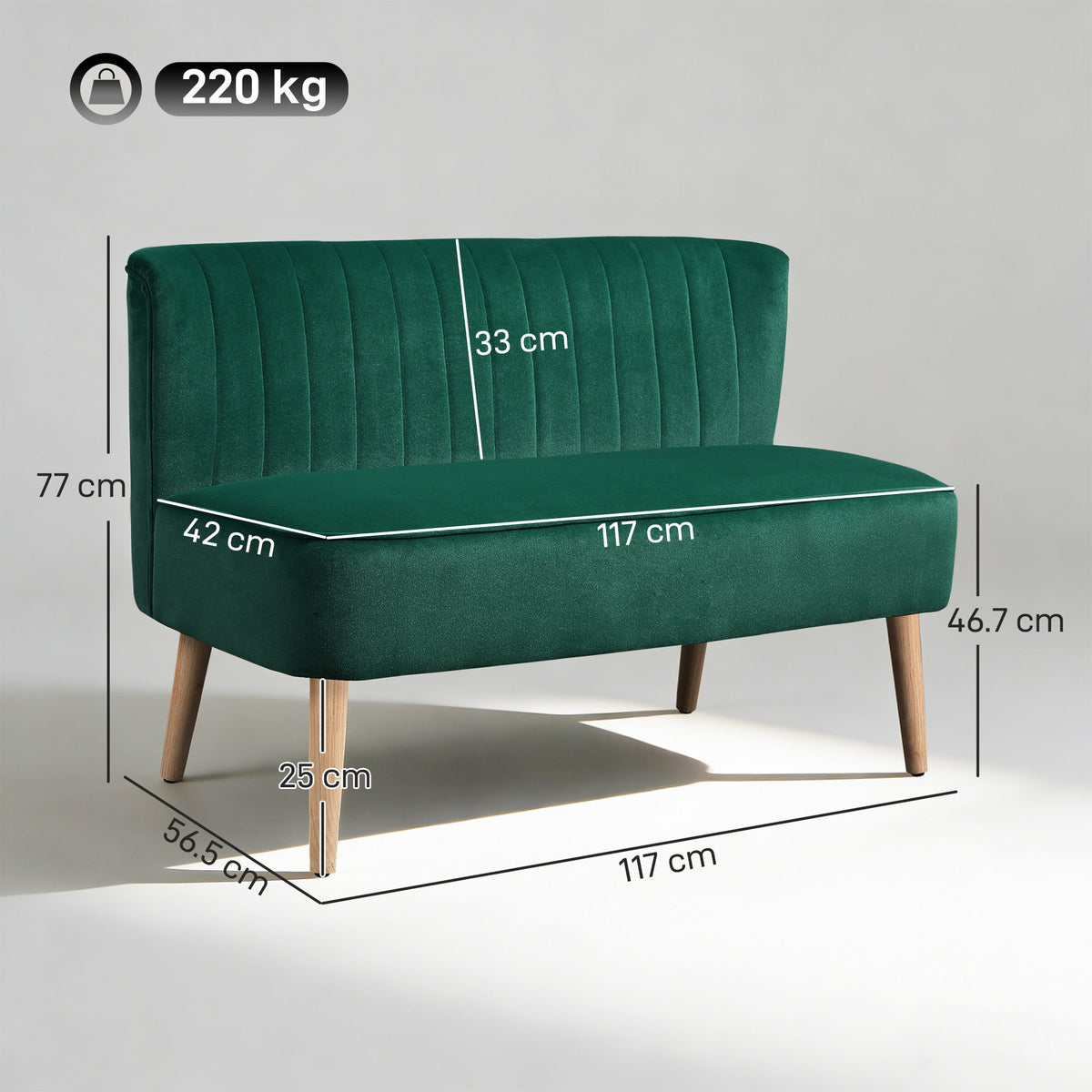 Wren Compact 2 Seater Sofa in Forest Green