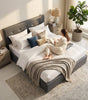 Ottoman Bed Gas Lift Storage Leather Grey 3ft Single with 1 Mattress Pine Wood Bedroom