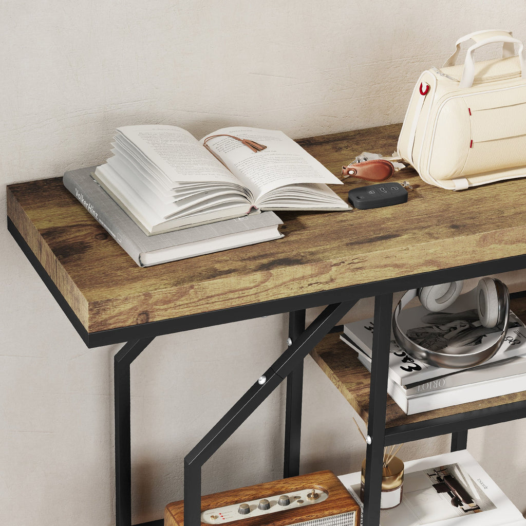 Foundry 4-Tier Console Table in Rustic Oak