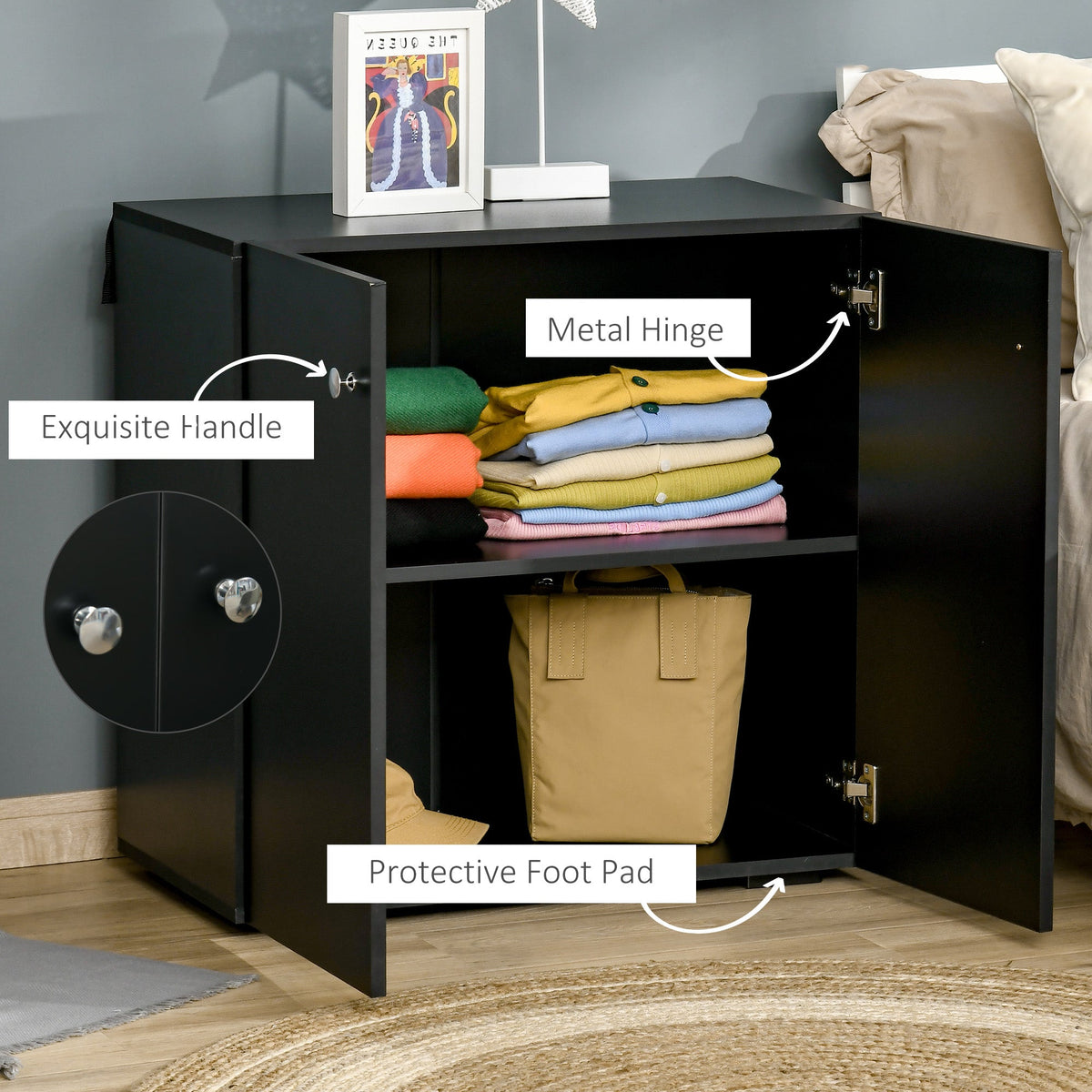 Ridley Two-Shelf Storage Cabinet in Black