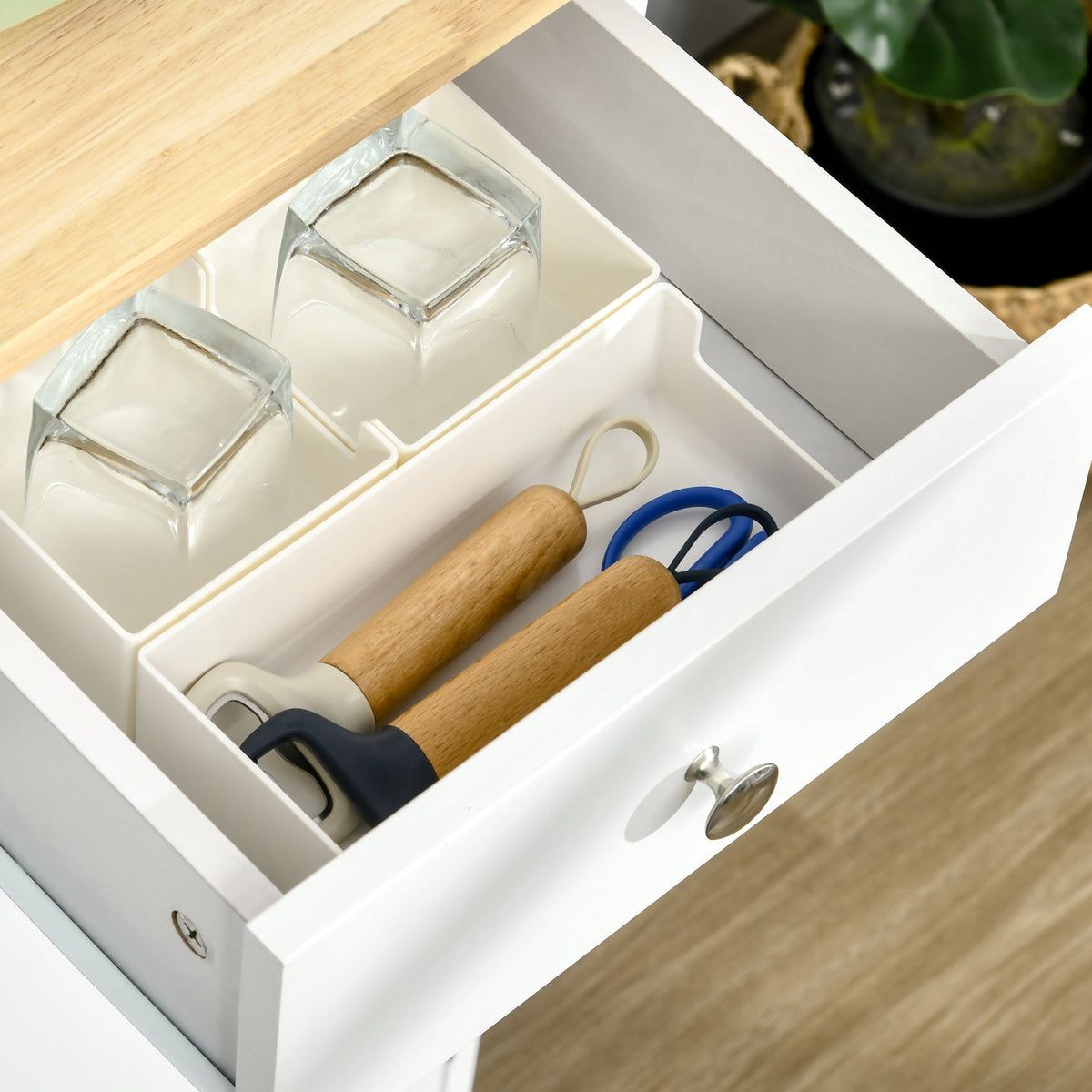 Kingsley Sideboard with Rubberwood Top in White