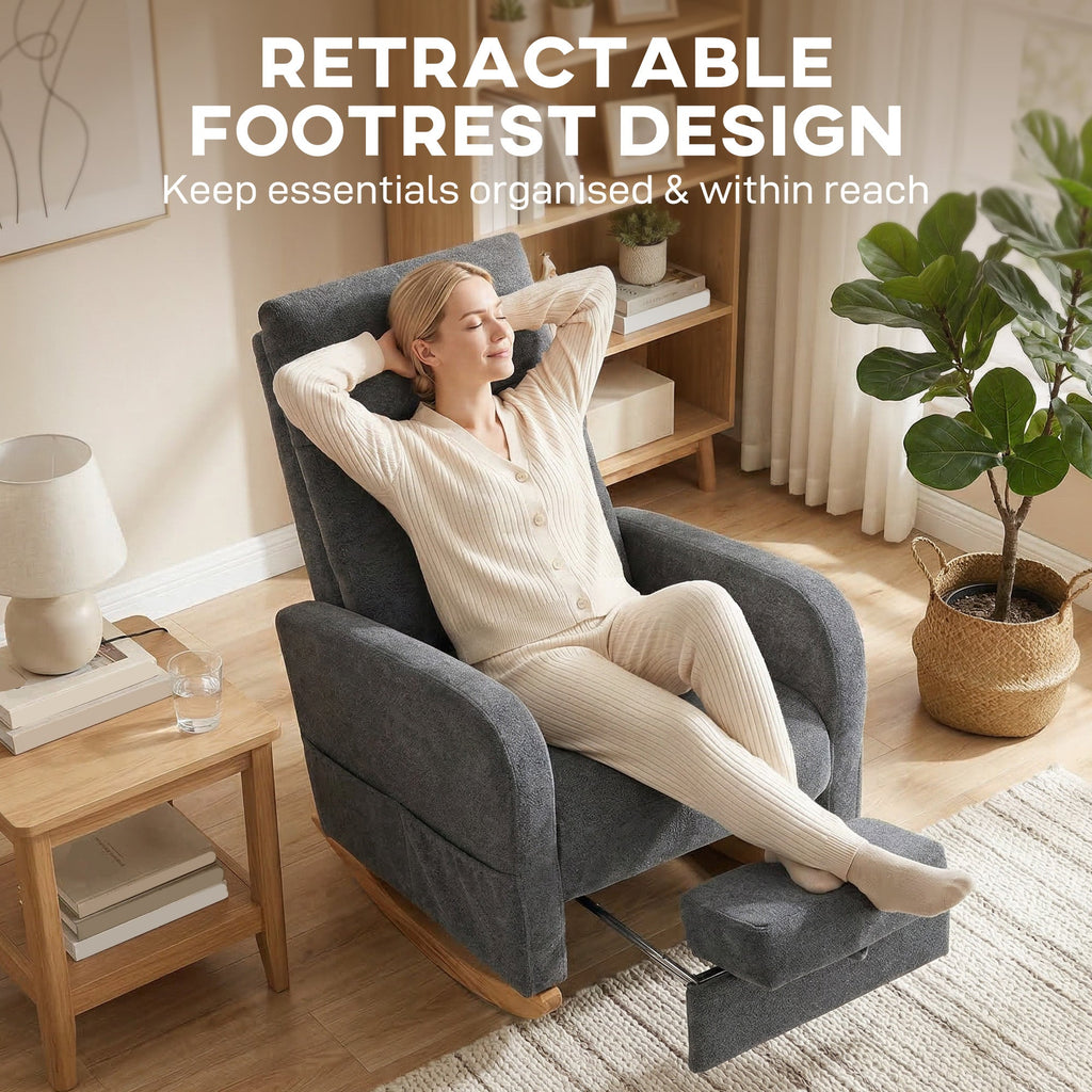 Pembroke High-Back Rocking Chair in Dove Grey