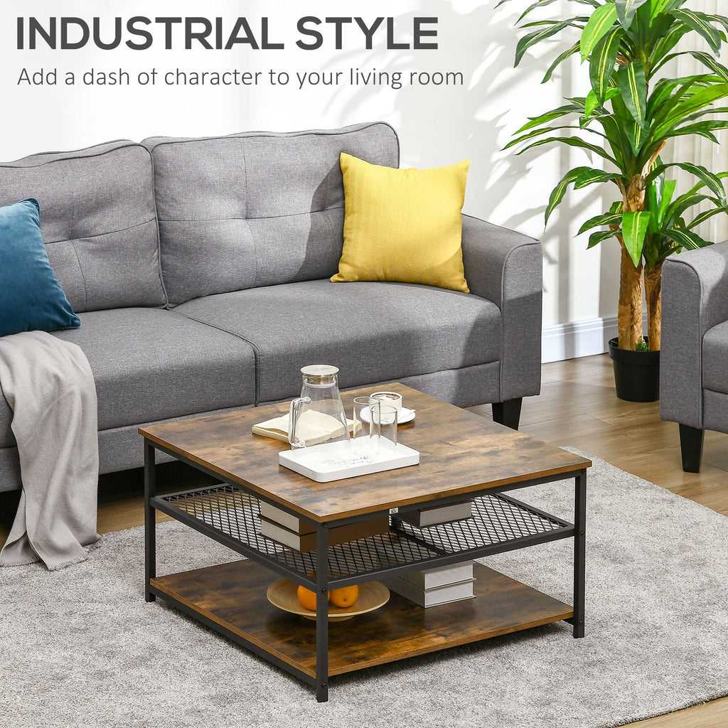 Foundry 3-Tier Coffee Table in Rustic Oak