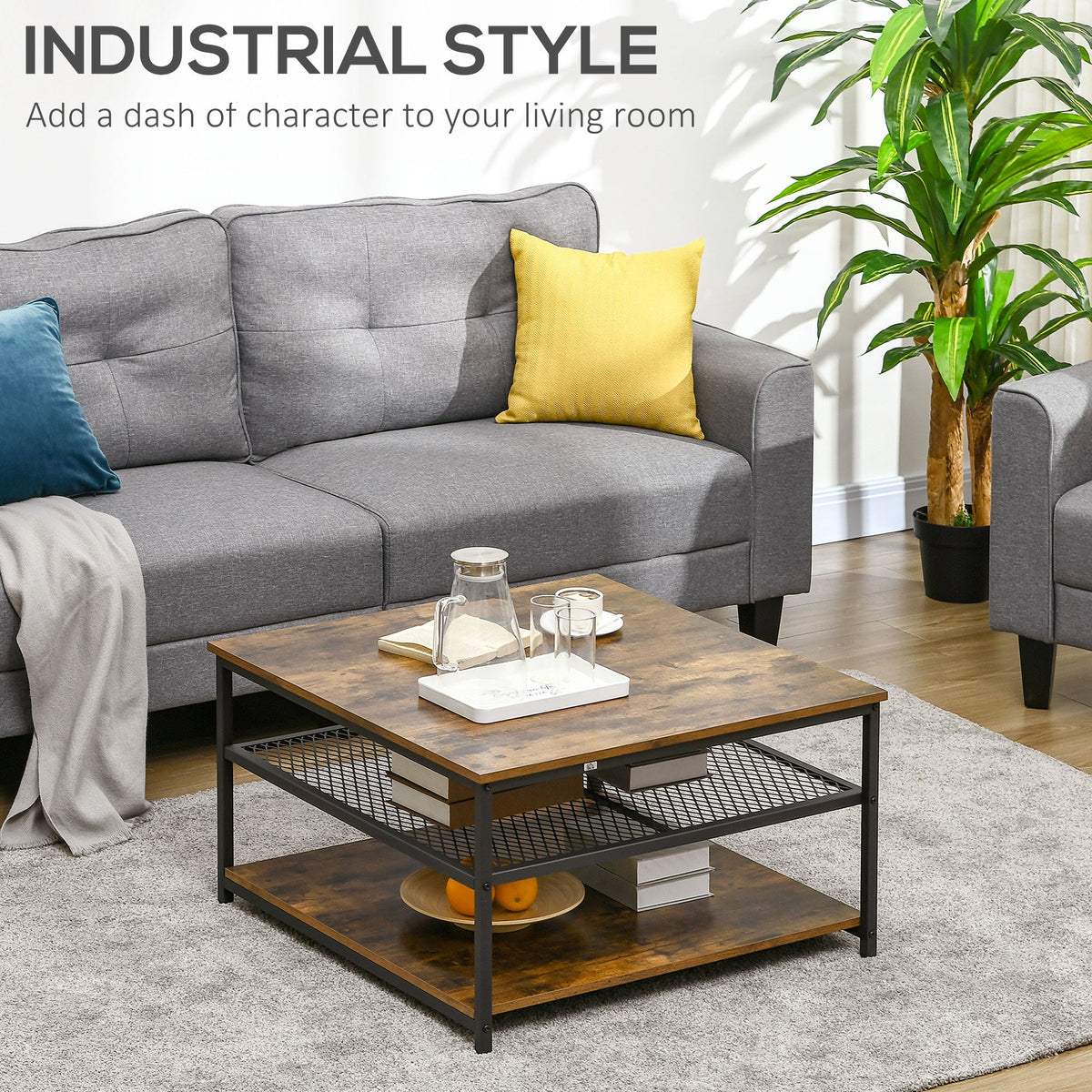 Foundry 3-Tier Coffee Table in Rustic Oak