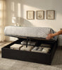 The Nightingale — Black Velvet Ottoman Storage Bed & Pocket Sprung Mattress