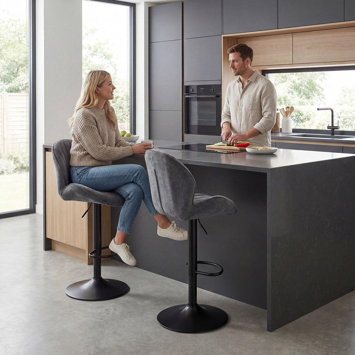 Kendal Swivel Bar Stools in Dove Grey — Set of 2