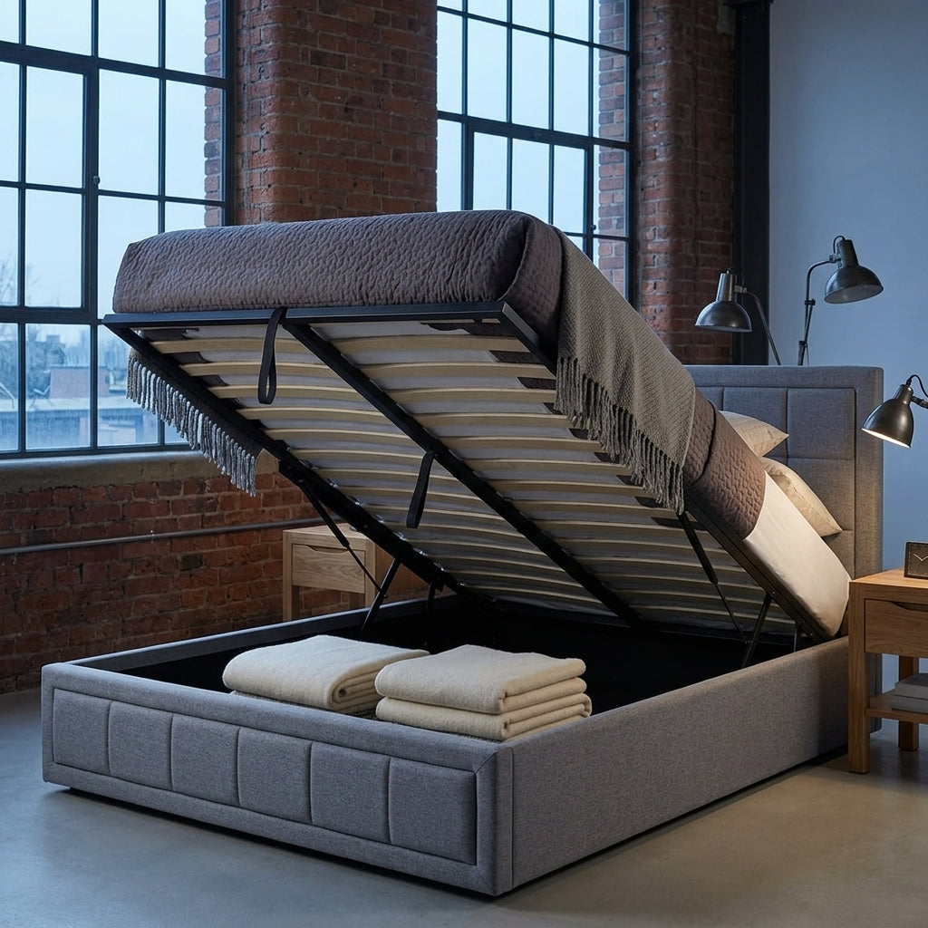 Ottoman Bed Frame King Size Storage Bed With Mattress Pocket Sprung & Memory Foam