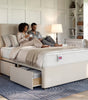 The Pimlico cream platform top divan bed base with two storage drawers, king size - Comfort Crest