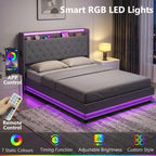 Halston LED Storage Bed Frame in Grey — King