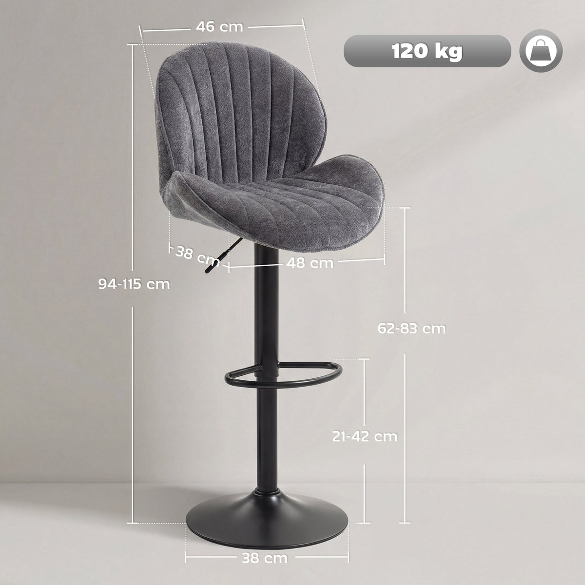 Kendal Swivel Bar Stools in Dove Grey — Set of 2