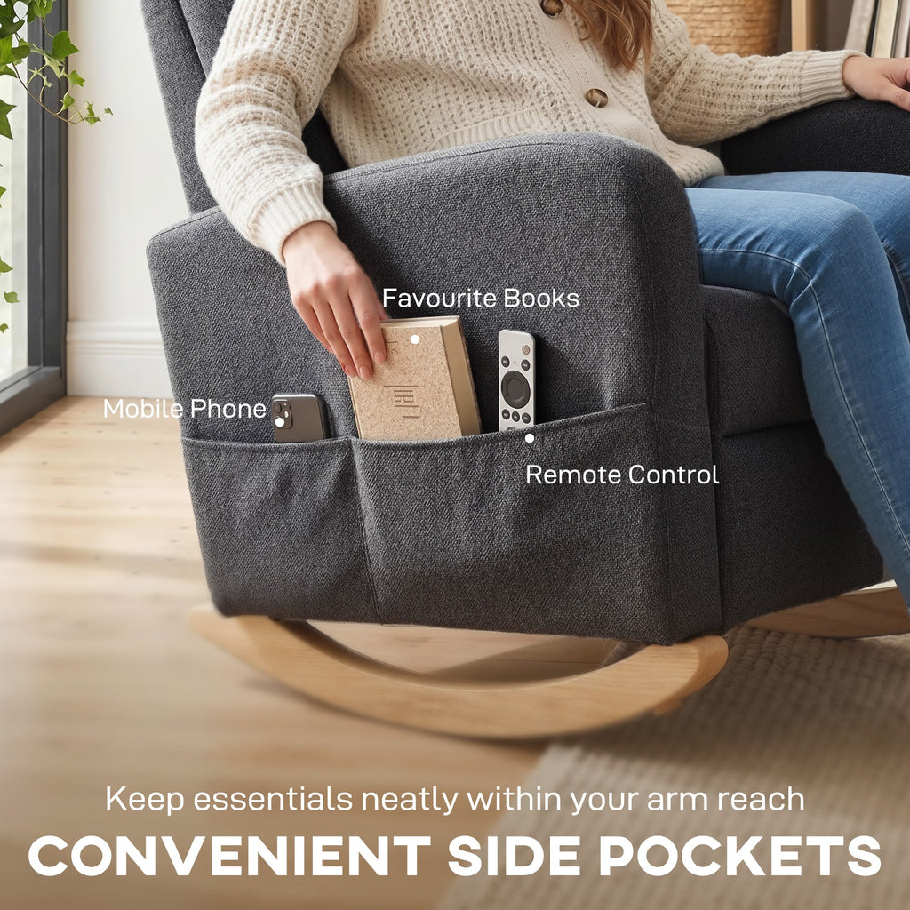 Pembroke High-Back Rocking Chair in Dove Grey