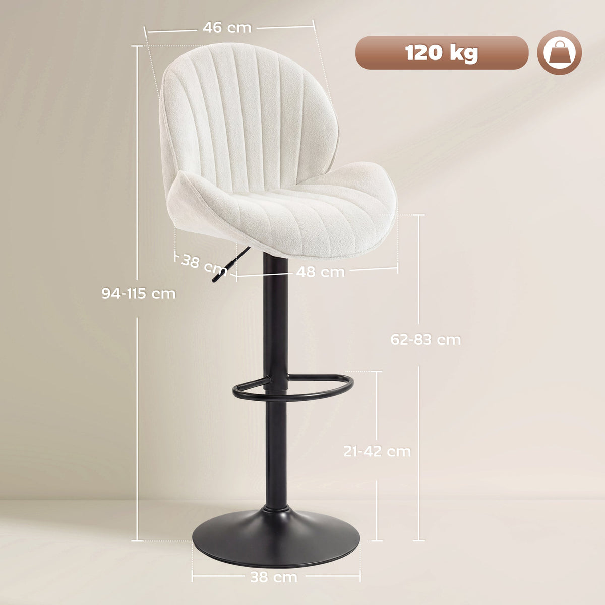 Kendal Swivel Bar Stools in Cream — Set of 2