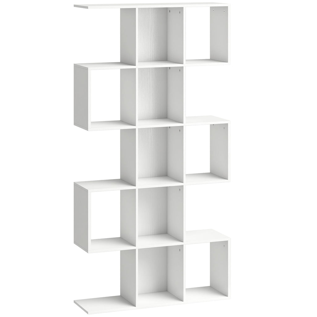 Halden S-Shaped Geometric Bookcase in White Oak