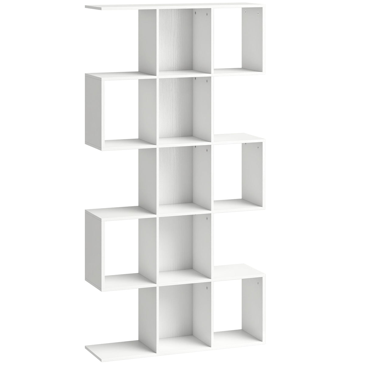 Halden S-Shaped Geometric Bookcase in White Oak