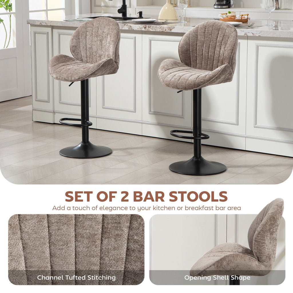 Kendal Swivel Bar Stools in Tan — Set of 2