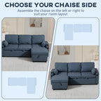 Hensley L-Shaped Corner Sofa Bed in Ink Blue