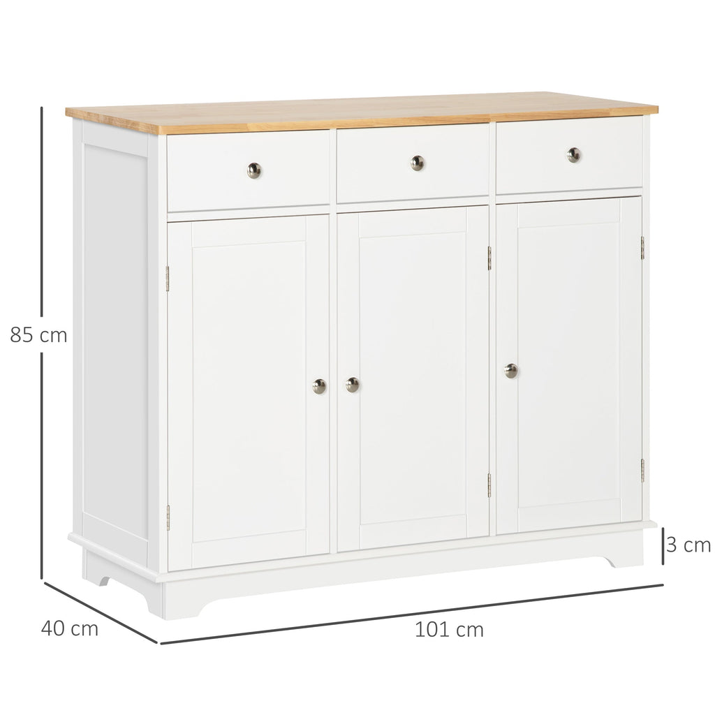 Kingsley Sideboard with Rubberwood Top in White