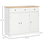 Kingsley Sideboard with Rubberwood Top in White