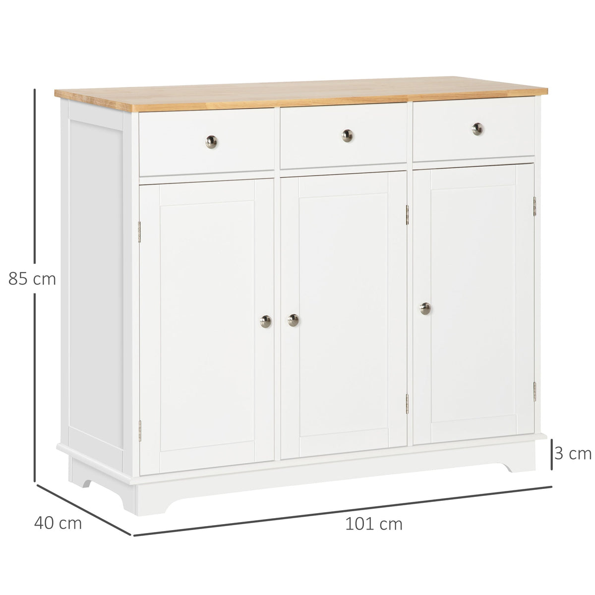 Kingsley Sideboard with Rubberwood Top in White