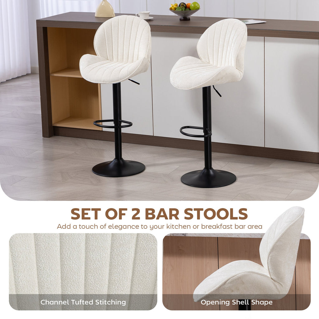 Kendal Swivel Bar Stools in Cream — Set of 2
