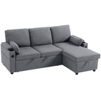 Hensley L-Shaped Corner Sofa Bed in Storm Grey