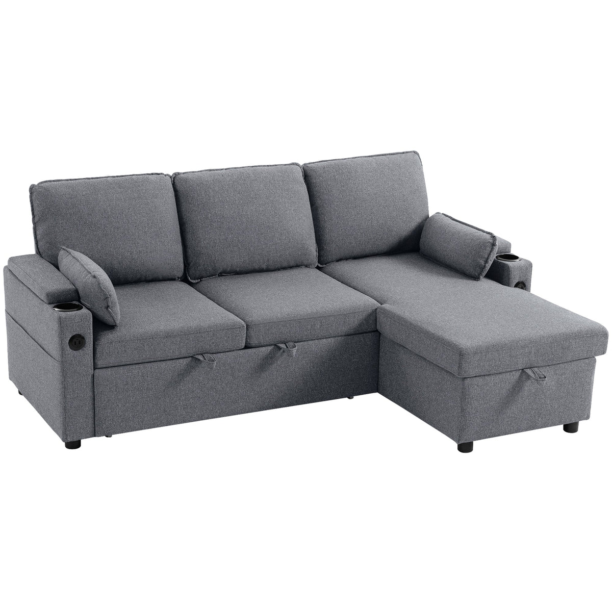 Hensley L-Shaped Corner Sofa Bed in Storm Grey
