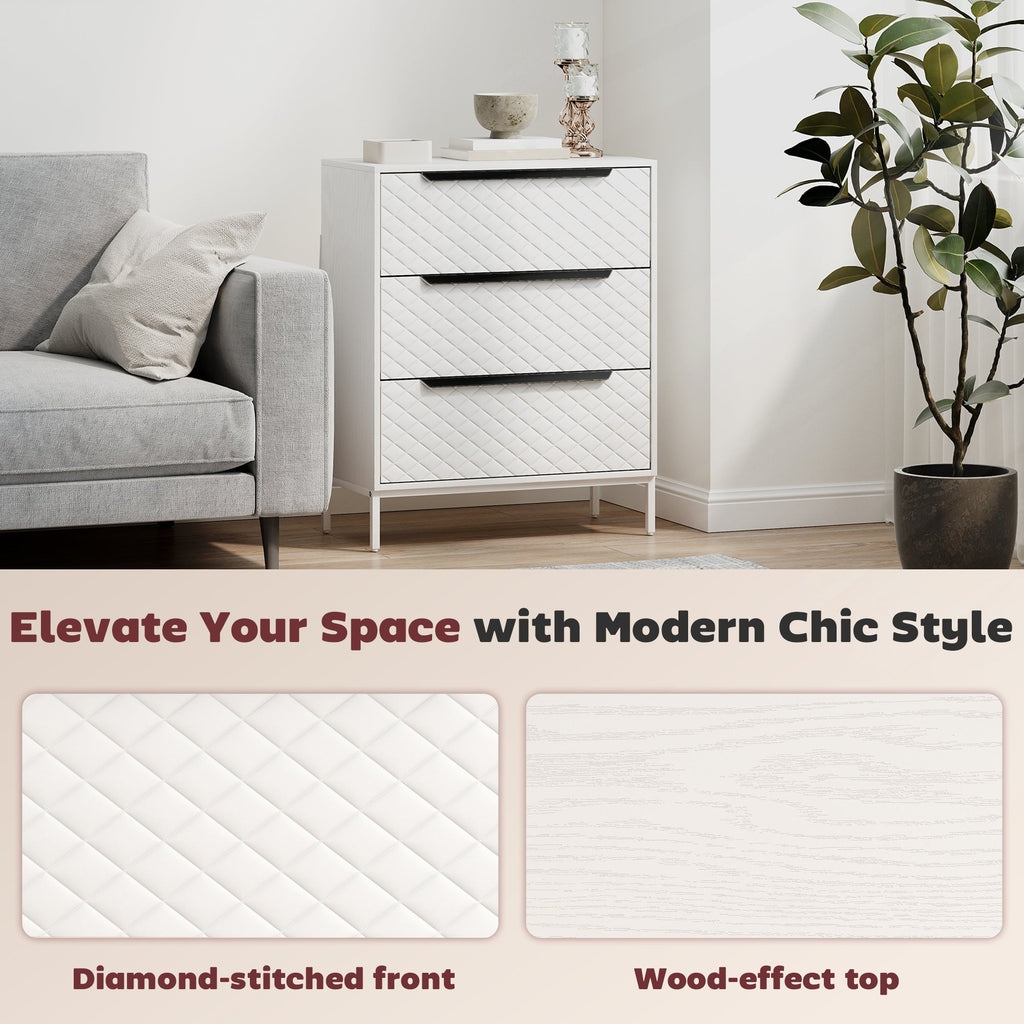 Linden 3-Drawer Fabric Chest in White