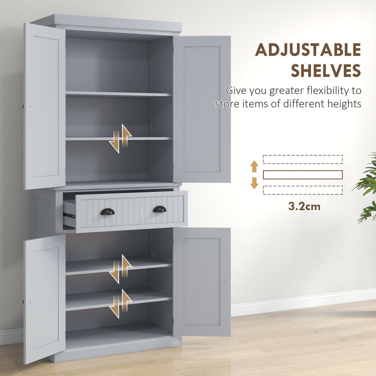 Ridley Mid-Century Kitchen Cabinet in Slate Grey