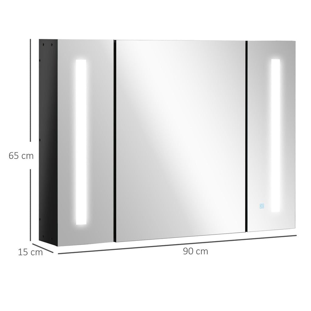 Lumen LED Mirrored Bathroom Cabinet with USB — Black