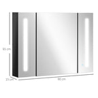 Lumen LED Mirrored Bathroom Cabinet with USB — Black