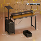 Vantage 147cm Gaming Desk with Charging Station — Black